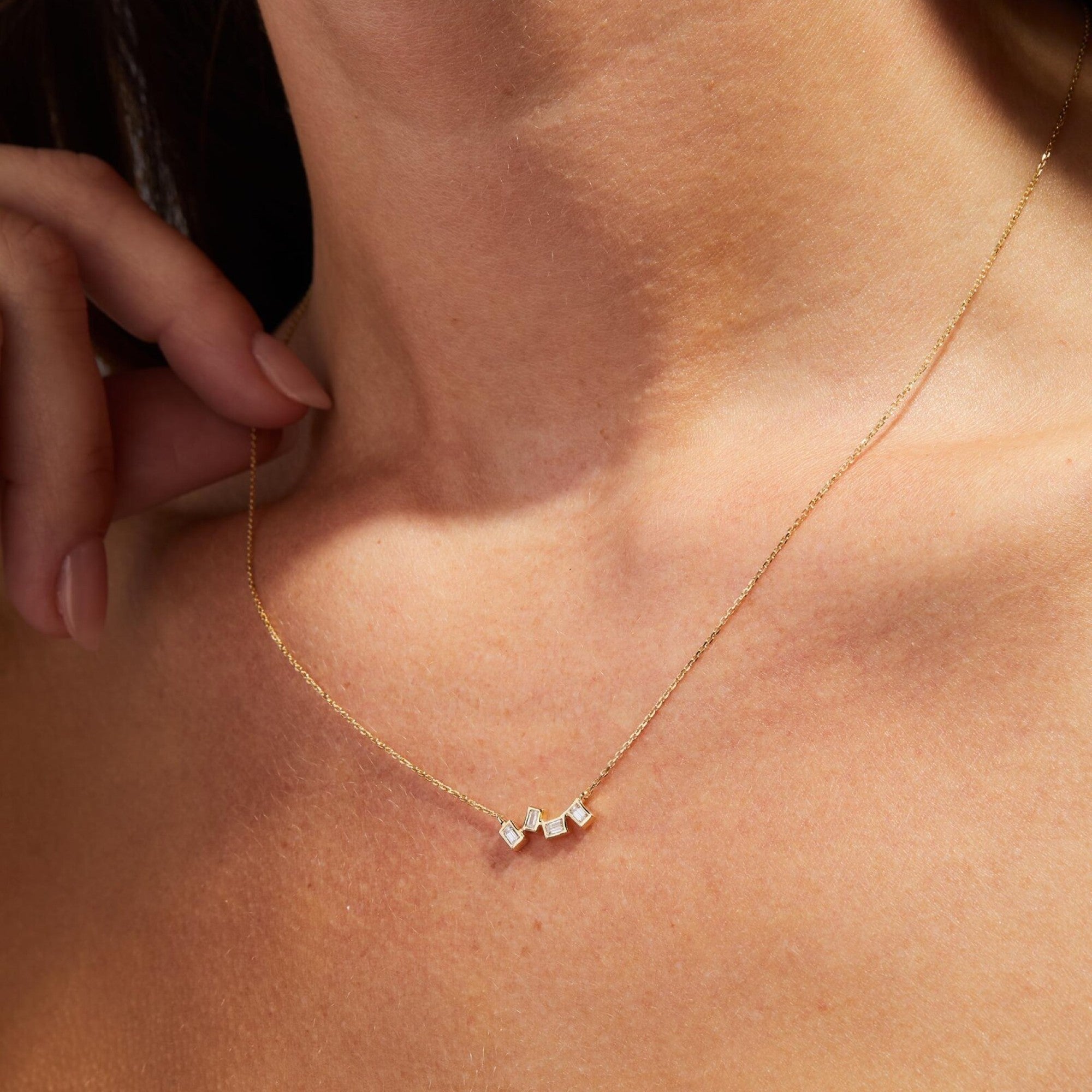 0.40 TCW Emerald Cut Lab Diamond Gold Necklace, Minimalist Solitaire Pendant, Dainty Anniversary Gift Jewelry