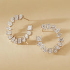 5.80 TCW Multi Stone Gold Moissanite Diamond Cluster Hoop Earrings