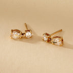 1.50 TCW Pear And Round Moissanite Diamond Drop Earring