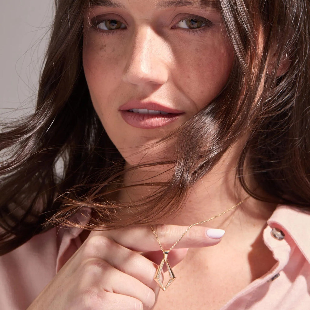 0.38 TCW Round Cut Lab Grown Diamond Gold Geometric Pendant Necklace Gift for Her