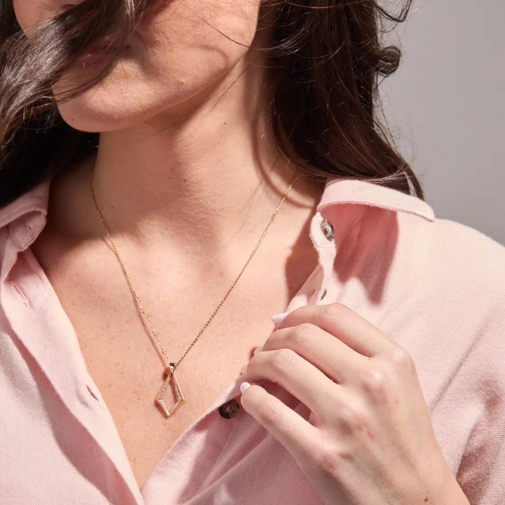 0.38 TCW Round Cut Lab Grown Diamond Gold Geometric Pendant Necklace Gift for Her