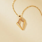 0.38 TCW Round Cut Moissanite Diamond Gold Geometric Pendant Necklace Gift for Her