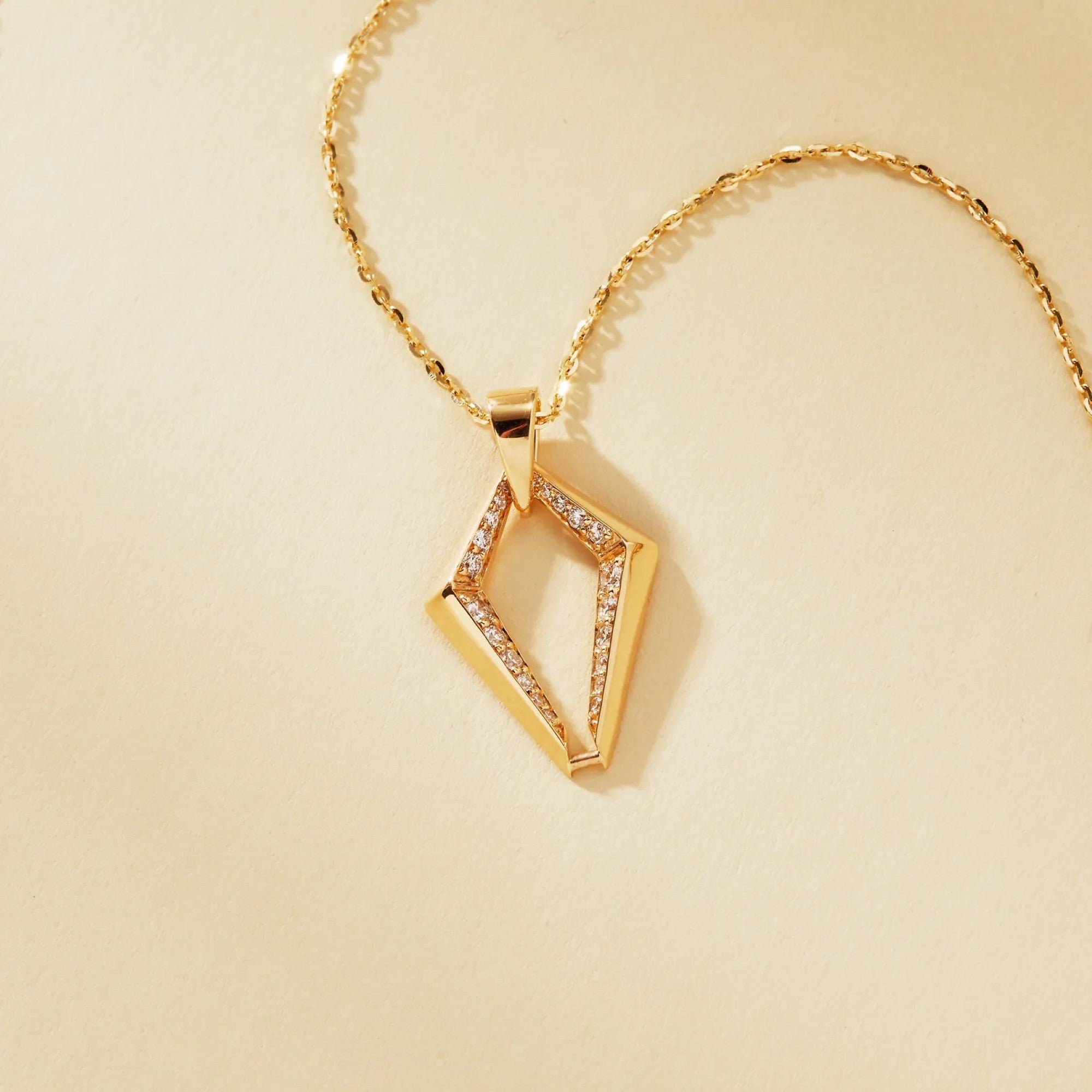 0.38 TCW Round Cut Moissanite Diamond Gold Geometric Pendant Necklace Gift for Her