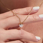 1.50 CT Heart Cut Moissanite Diamond Necklace, Gold Solitaire Pendant Jewelry
