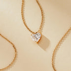1.50 CT Heart Cut Moissanite Diamond Necklace, Gold Solitaire Pendant Jewelry