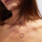 0.50 TCW Round Cut Lab Grown Diamond Circle Pendant Necklace Gold Jewelry