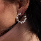 5.80 TCW Multi Stone Gold Moissanite Diamond Cluster Hoop Earrings