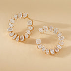 5.80 TCW Multi Stone Gold Moissanite Diamond Cluster Hoop Earrings