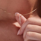 0.20 TCW Round Moissanite Diamond Gold Necklace, Dainty Vertical Pendant Jewelry Gift