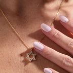 1.53 CT Solid Gold Star of David Necklace Lab Grown Diamond Pendant