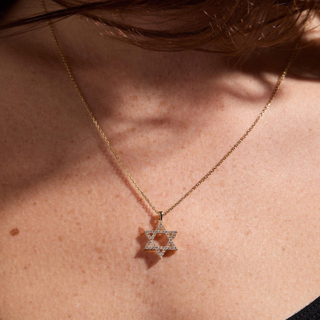 1.53 CT Solid Gold Star of David Necklace Moissanite Diamond Pendant