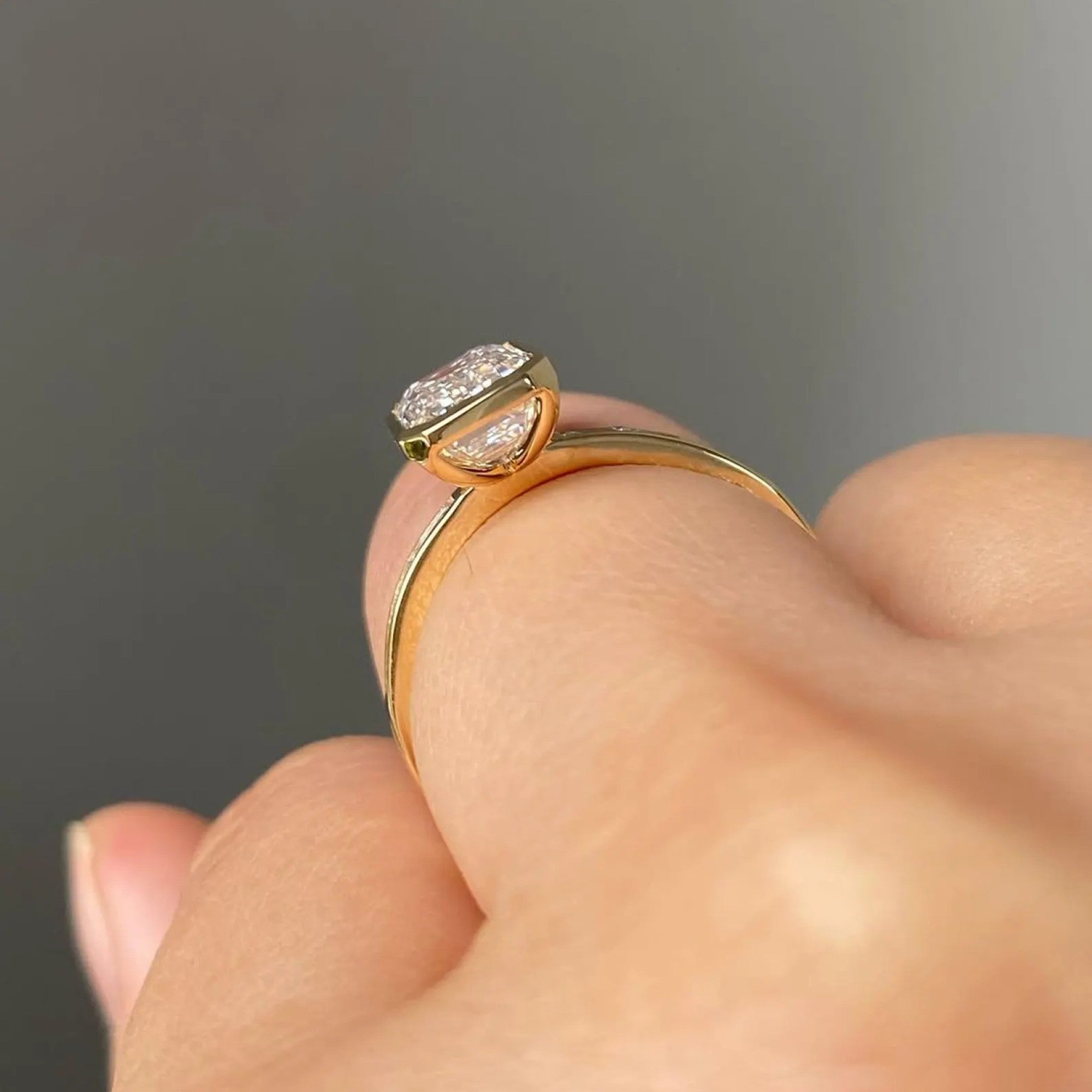 Bezel Set Emerald Cut Moissanite Engagement Ring  Wedding Ring Anniversary Ring For Women Channel Set Promise Ring