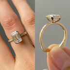 Bezel Set Emerald Cut Moissanite Engagement Ring  Wedding Ring Anniversary Ring For Women Channel Set Promise Ring