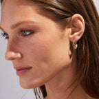 1.44 TCW Round Cut Moissanite Diamond Hoop Earrings Pave Bead Charms