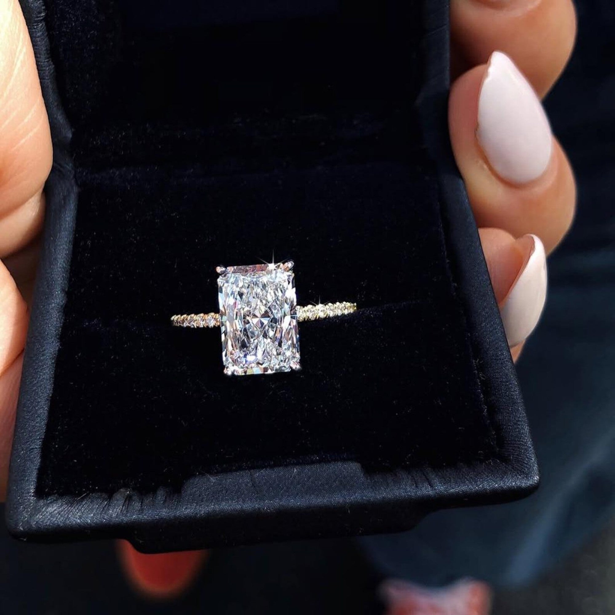 Radiant Cut Moissanite Diamond Ring Radiant Engagement Ring  Wedding Ring Solitaire Ring Anniversary Ring For Women