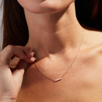 0.40 CT Baguette Moissanite Diamond Bar Necklace Gold Minimalist Pendant