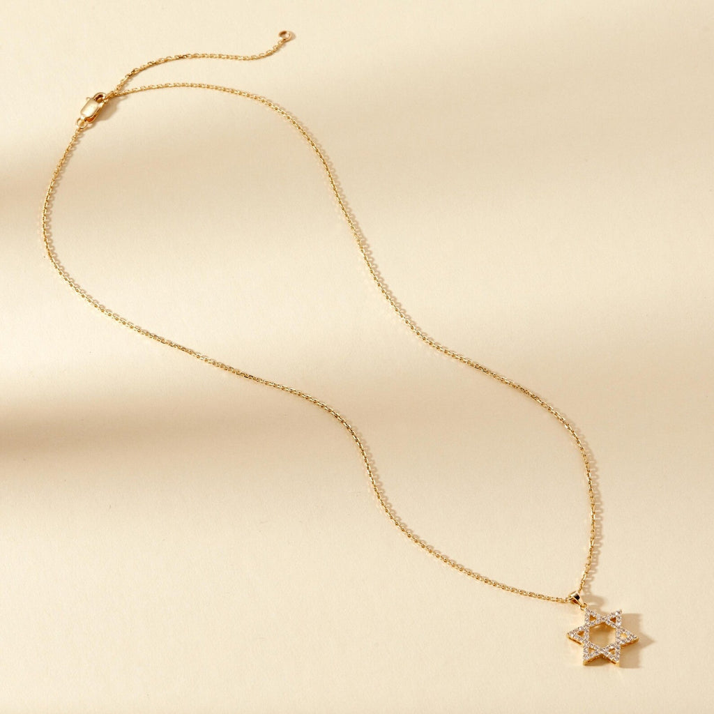 1.53 CT Solid Gold Star of David Necklace Moissanite Diamond Pendant