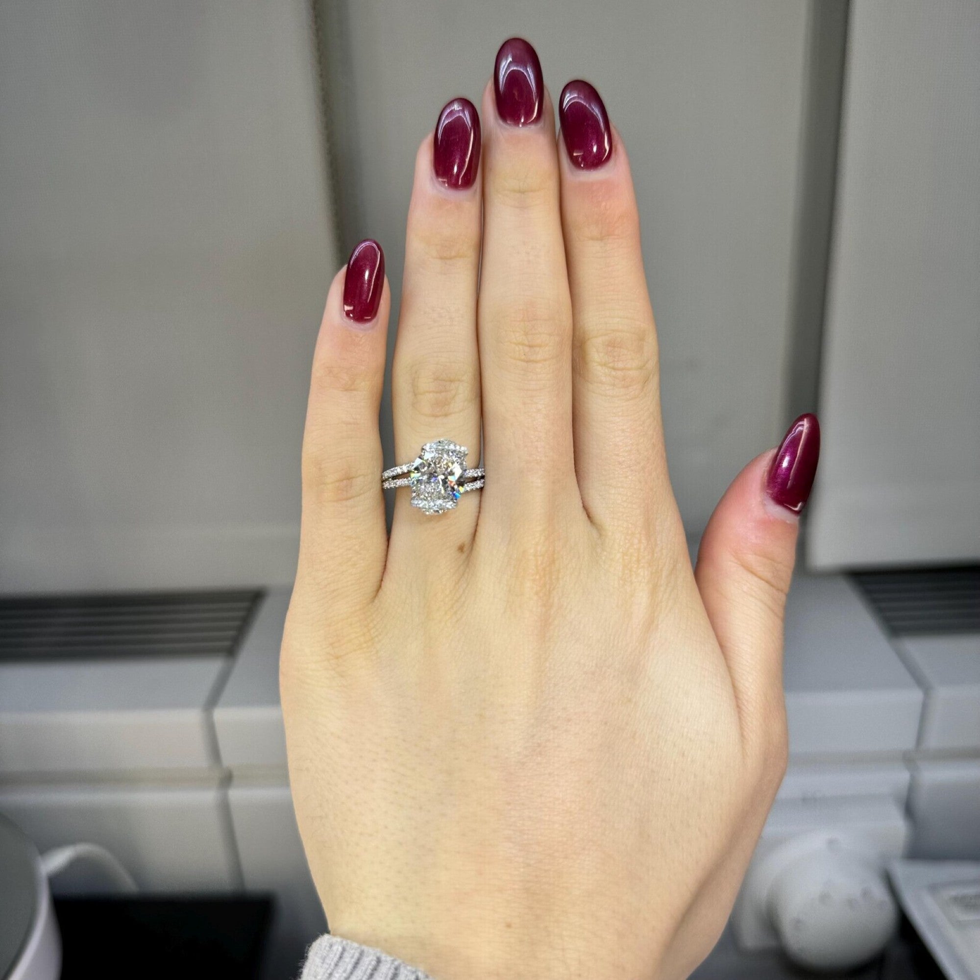 Oval Cut Lab Grown Engagement Ring Hidden Halo Split Shank Ring  Wedding Ring Anniversary Rings For Women Promise Ring