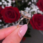 Marquise Cut Engagement Ring Distance Pave Moissanite Ring  Wedding Rings For Women Solitaire Ring Anniversary Gift For Her