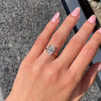 Oval Cut Lab Grown Engagement Ring Hidden Halo Solitaire Ring  Wedding Ring Anniversary Rings For Women Promise Ring