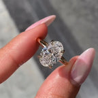 Oval Cut Lab Grown Engagement Ring Hidden Halo Solitaire Ring  Wedding Ring Anniversary Rings For Women Promise Ring