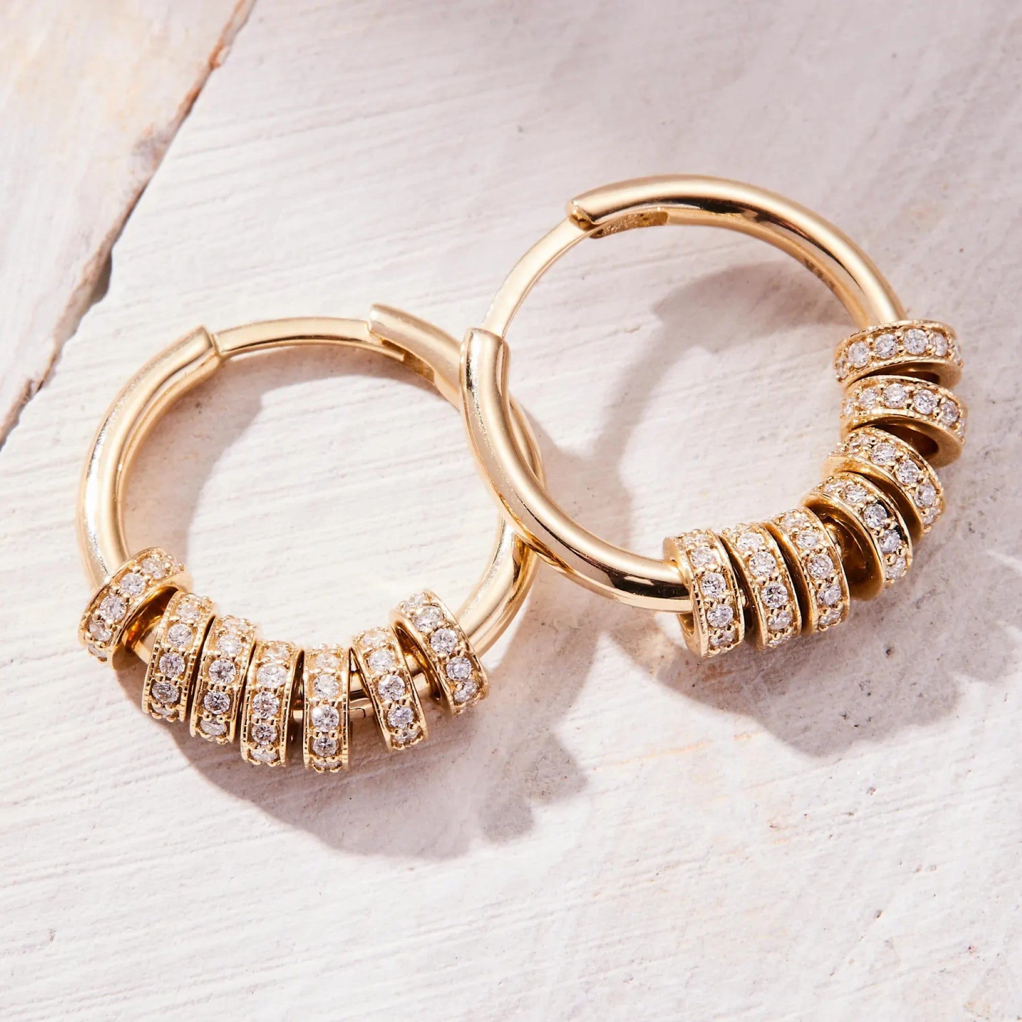 1.44 TCW Round Cut Lab Grown Diamond Hoop Earrings Pave Bead Charms