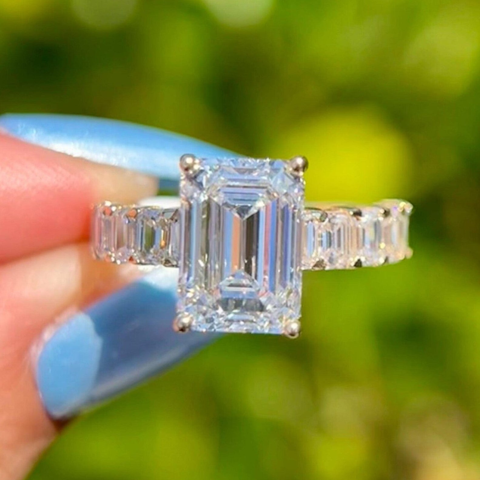 Emerald Cut Lab Diamond Engagement Ring  Lab Grown Wedding Ring Anniversary Ring For Women