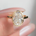 Bezel Set  Oval Cut Lab Diamond Engagement Ring  Wedding Ring Lab Grown Ring Anniversary Ring For Women