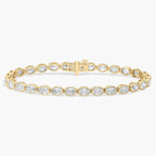 Oval Cut Moissanite Diamond Tennis Bracelet, With Bezel Set Elegant Gold Diamond Style Bracelet