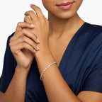 Oval Cut Lab Grown Diamond Tennis Bracelet, With Bezel Set Elegant Gold Diamond Style Bracelet