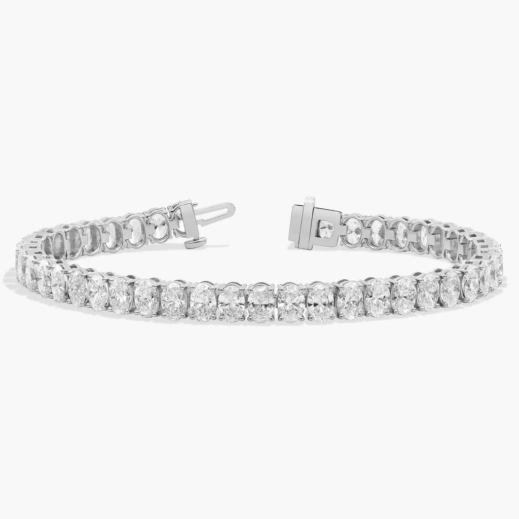 Oval Cut Lab Grown Diamond Tennis Bracelet, Dailywear Elegant Gold Diamond Style Bracelet