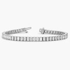 Emerald Cut Lab Grown Diamond Tennis Bracelet, Elegant White Gold Diamond Style Bracelet