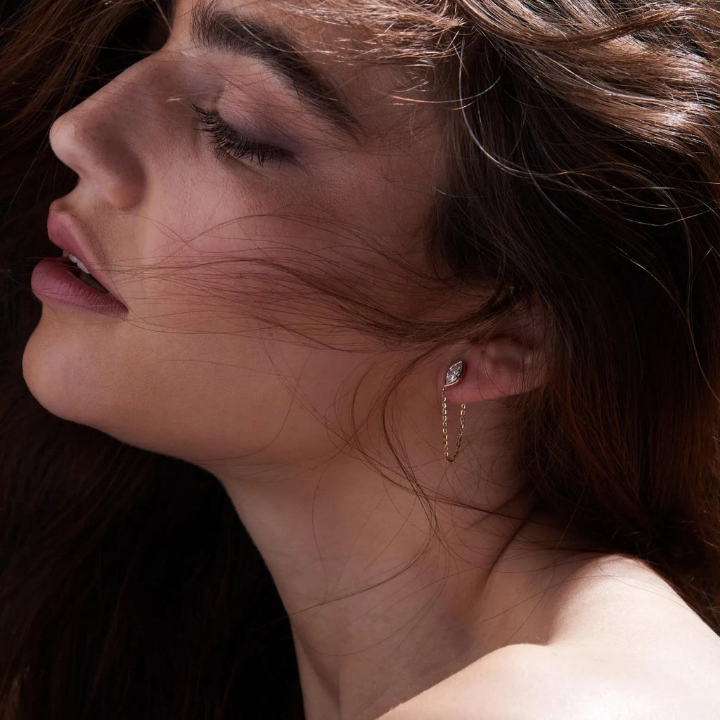 1.00 TCW Marquise Lab-Grown Diamond Chain Earrings