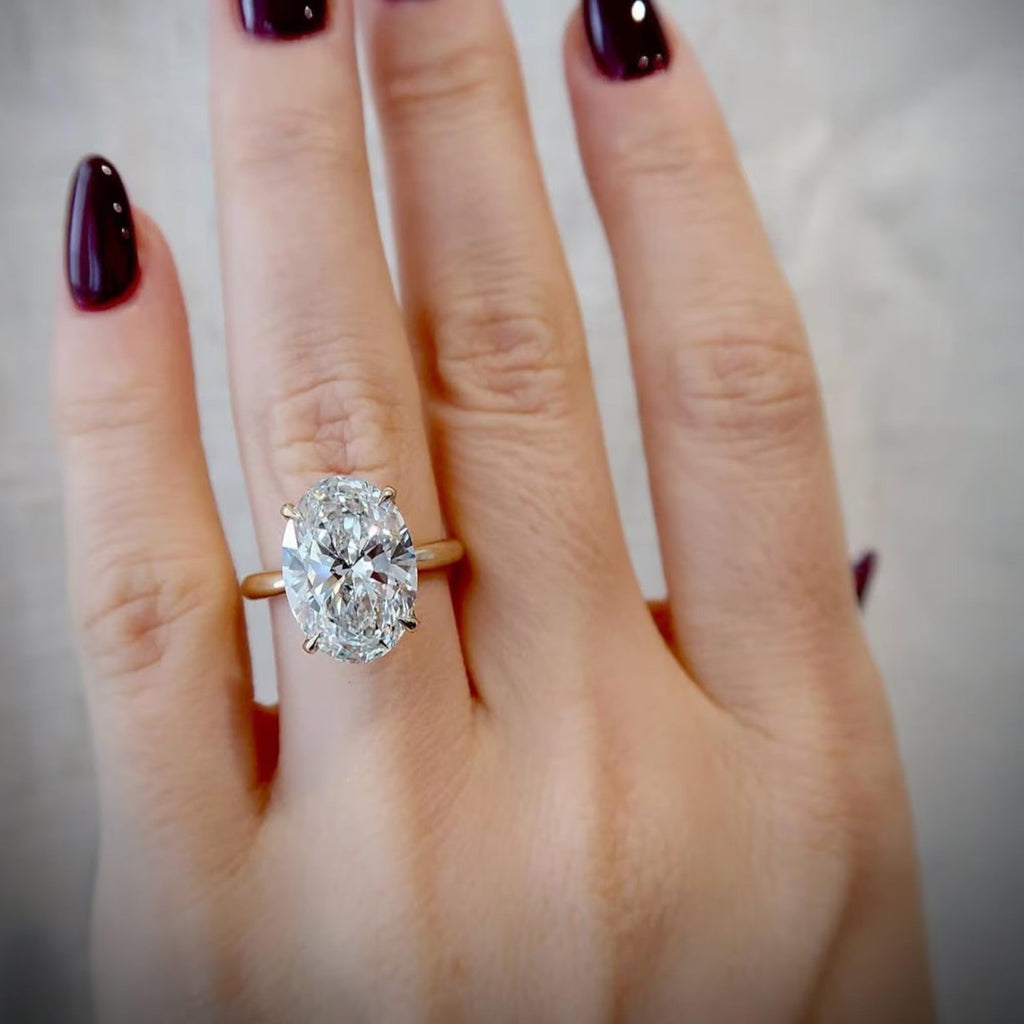 Oval Cut Moissanite Engagement Ring Tulip Set Hidden Halo Ring Wedding Rings For Women Solitaire Ring Anniversary