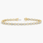 Oval Cut Moissanite Diamond Tennis Bracelet, With Bezel Set Elegant Gold Diamond Style Bracelet