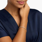 Oval Cut Lab Grown Diamond Tennis Bracelet, With Bezel Set Elegant Gold Diamond Style Bracelet