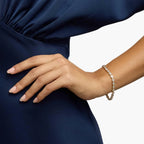 Oval Cut Moissanite Diamond Tennis Bracelet, With Bezel Set Elegant Gold Diamond Style Bracelet