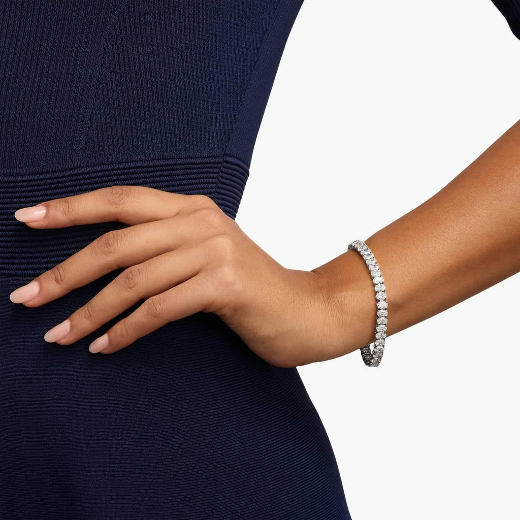 Oval Cut Lab Grown Diamond Tennis Bracelet, Dailywear Elegant Gold Diamond Style Bracelet