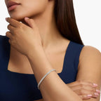 Emerald Cut Lab Grown Diamond Tennis Bracelet, Elegant White Gold Diamond Style Bracelet