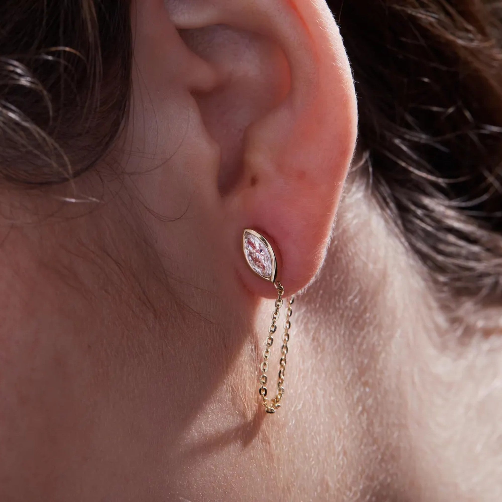 1.00 TCW Marquise Lab-Grown Diamond Chain Earrings