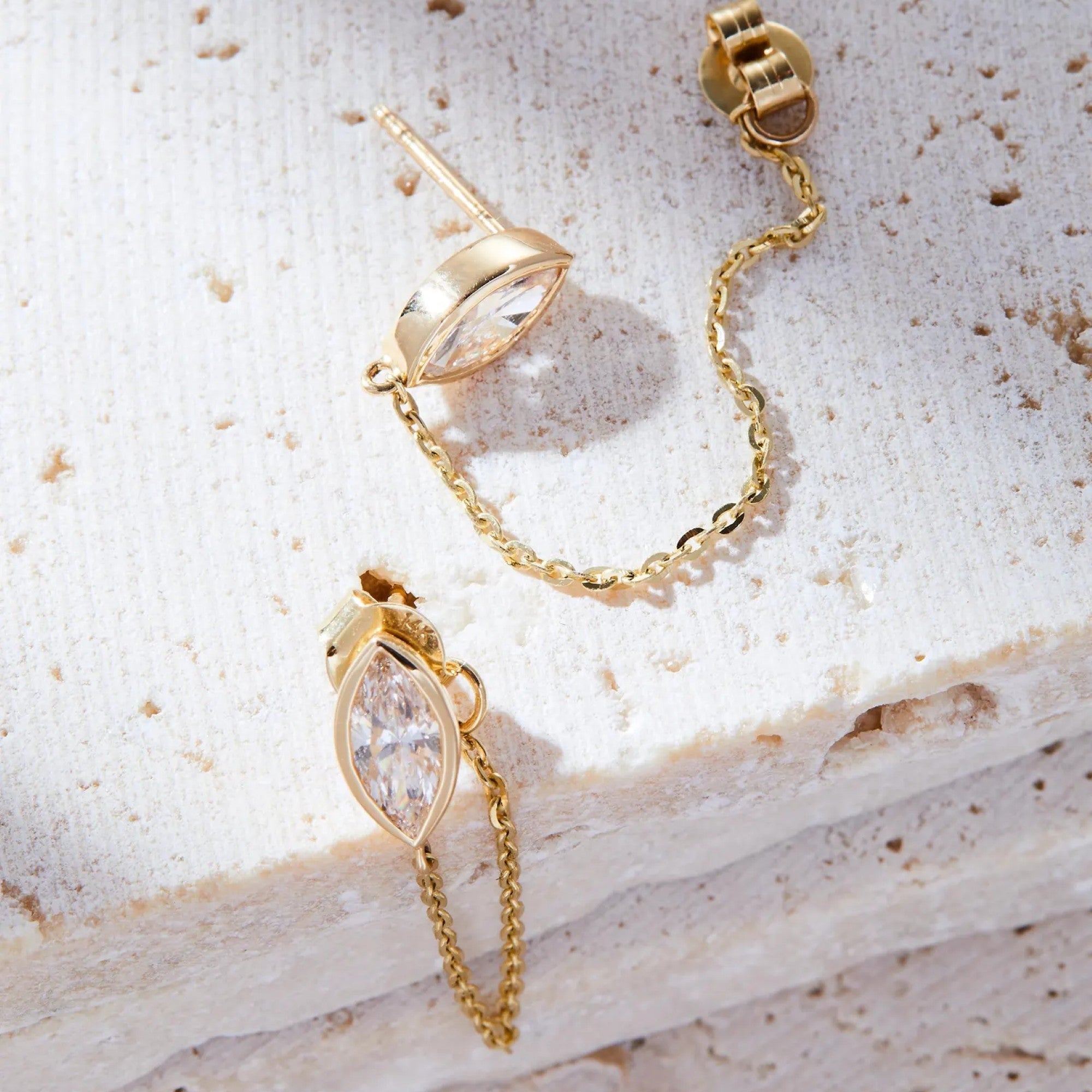 1.00 TCW Marquise Moissanite Diamond Chain Earrings