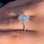 Oval Lab Grown Engagement Ring Hidden Halo Wedding Anniversary Ring