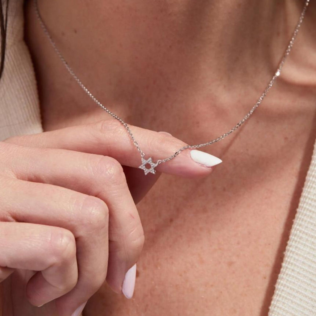 0.56 Round Cut Gold Star of David Necklace Lab Grown Diamond Pendant