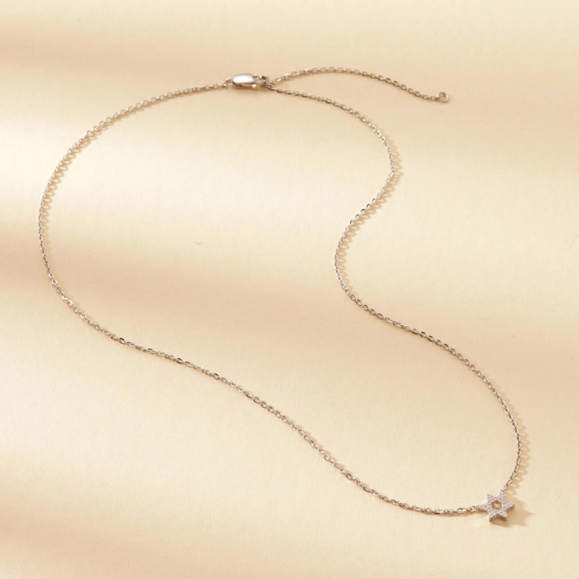 0.56 Round Cut Gold Star of David Necklace Moissanite Diamond Pendant