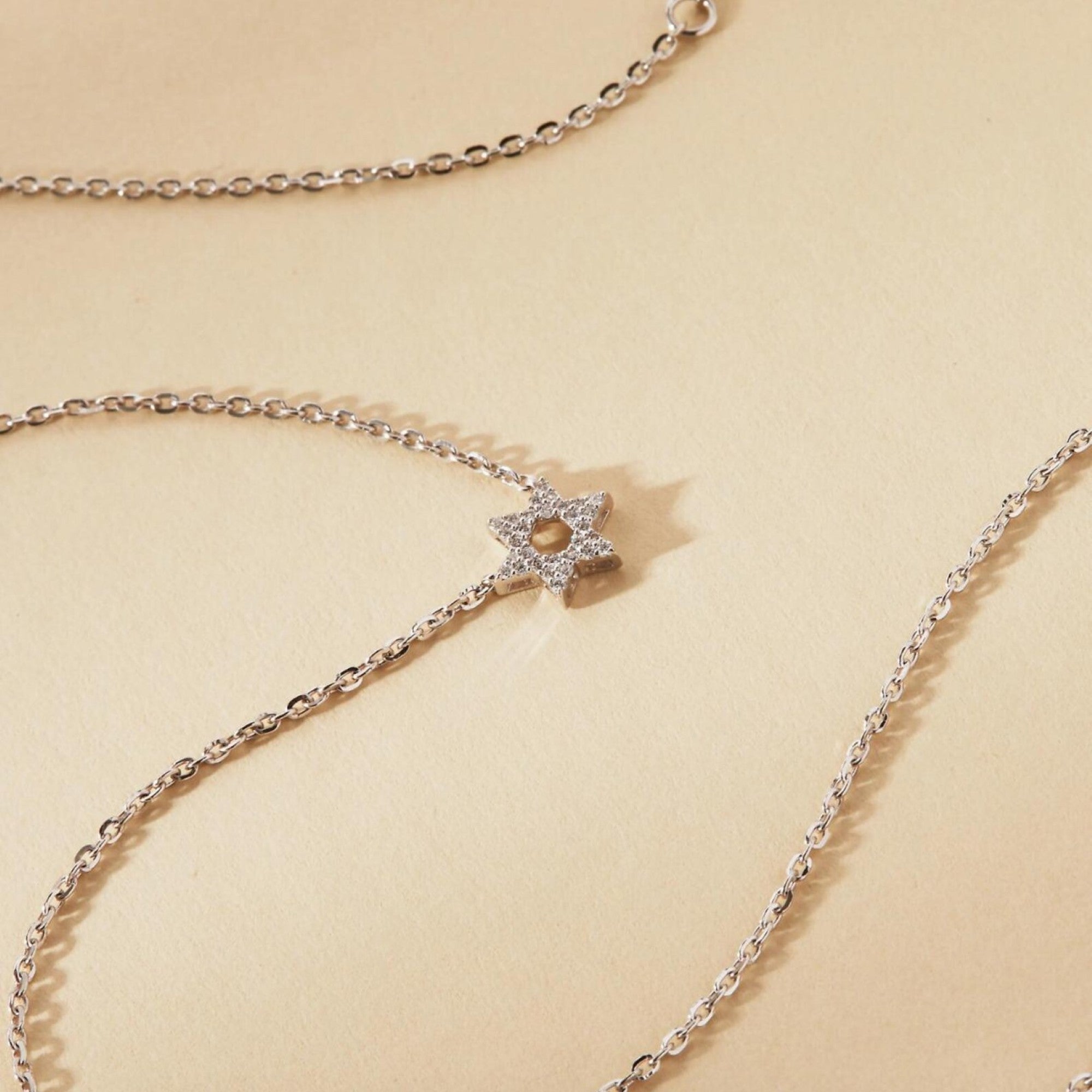 0.56 Round Cut Gold Star of David Necklace Lab Grown Diamond Pendant