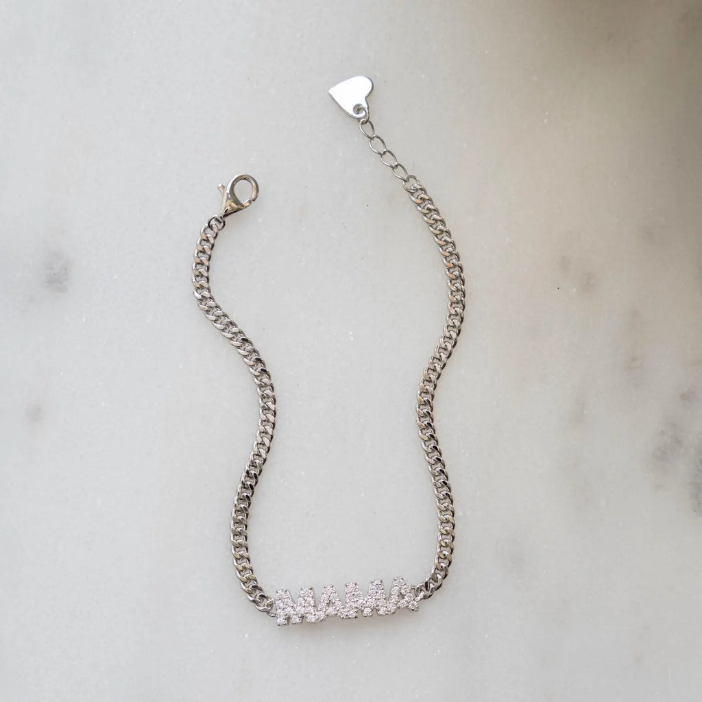 Moissanite Diamond Name Bracelet, Gold Plated Cuban Chain Personalized Jewelry Gift