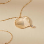 Gold Heart Pendant Necklace: Lab Diamond Art Deco Jewelry