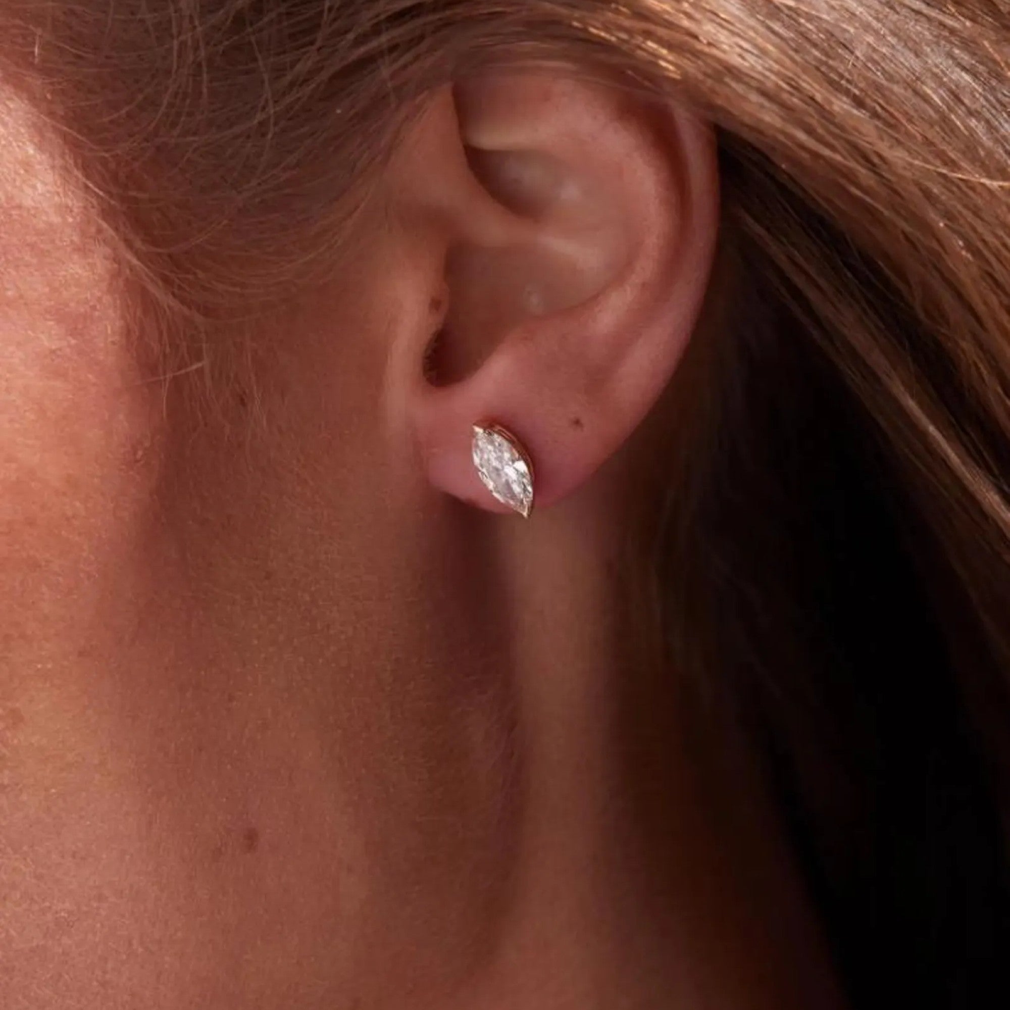 1.50 TCW Marquise Lab-Grown Diamond Stud Earrings Gold Unique Statement Jewelry