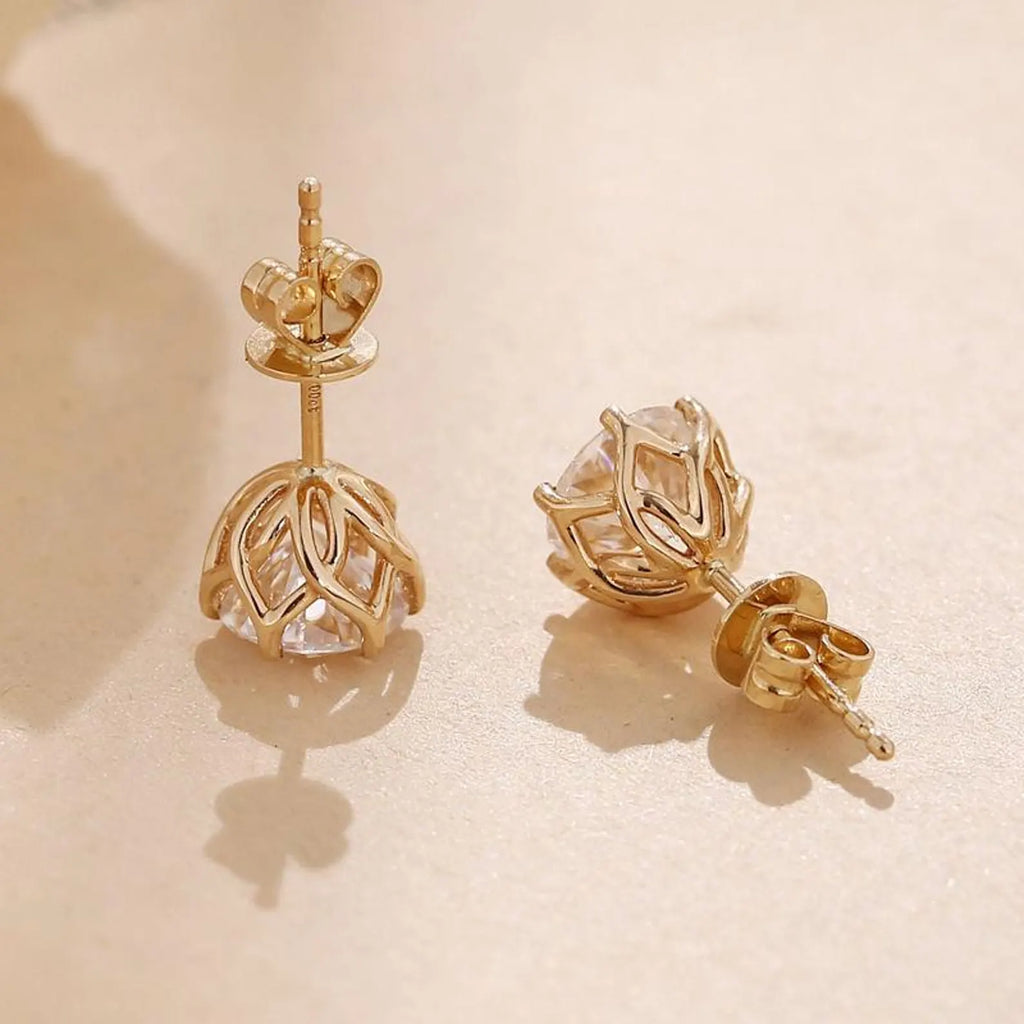 2.00 TCW Round Cut Lab Grown Stud Earring With Tulip Set