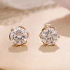 2.00 TCW Round Cut Moissanite Stud Earring With Tulip Set